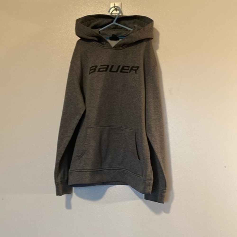 Bauer gray and black hoody with pocket warm comfy stretchy sweatshirt Large